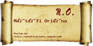 Mátéfi Oriána névjegykártya